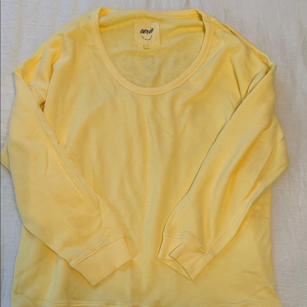 Aerie Yellow Graphic Long Sleeve Tee